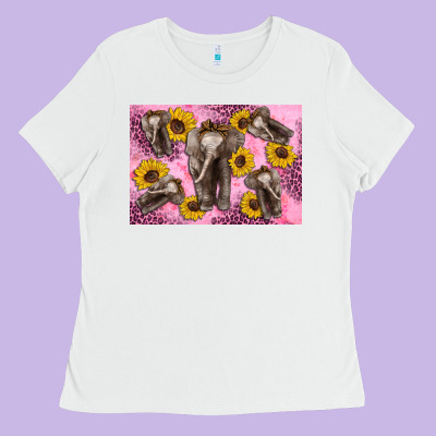 Baby Elephant Sunflowers Kid's Bottle Ladies Tee Designed By Artiststas