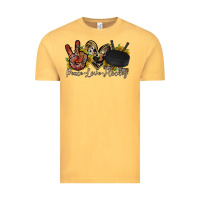 Vintage Mustard peace love hockey Vintage Tee - RacoonDesign
