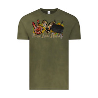 Vintage Olive peace love hockey Vintage Tee - RacoonDesign