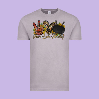 Peace Love Hockey Vintage Tee Designed By Racoondesign