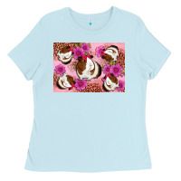 Baby Blue Guinea pig flowers Ladies Tee - Artiststas