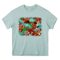 Christmas Plaid Turquoise Glitter Cowhide Heavy Core Tee | Teevron