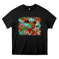 Black Christmas Plaid Turquoise Glitter Cowhide Heavy Core Tee - FaDigitalArtStudio