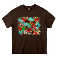 Chocolate Brown Christmas Plaid Turquoise Glitter Cowhide Heavy Core Tee - FaDigitalArtStudio