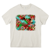 Cream Christmas Plaid Turquoise Glitter Cowhide Heavy Core Tee - FaDigitalArtStudio