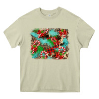 Mossy Christmas Plaid Turquoise Glitter Cowhide Heavy Core Tee - FaDigitalArtStudio
