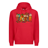 Red fall teacher Premium Hoodie - AdoDesignShop