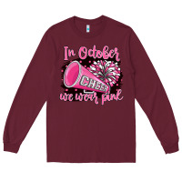 Burgundy in october we wear pink cheer Long Sleeve Tee - BarkalooDesign
