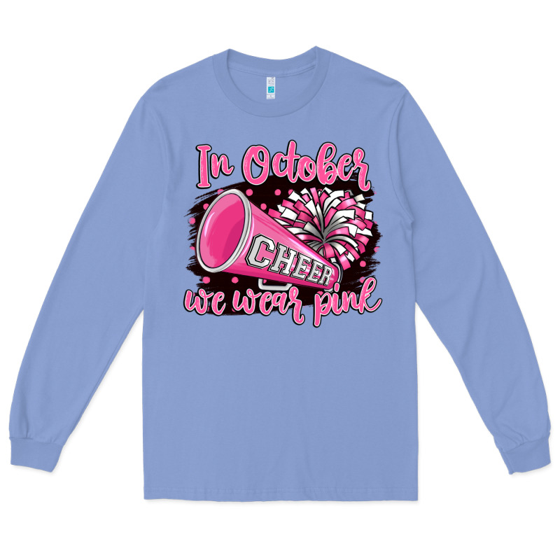 In October We Wear Pink Cheer Long Sleeve Tee by BarkalooDesign | Teevron