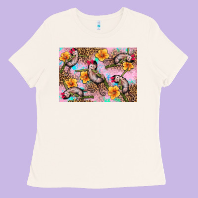 Baby Monkey Flowers Ladies Tee Designed By Artiststas
