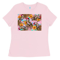 Bubblegum Pink Baby monkey flowers Ladies Tee - Artiststas