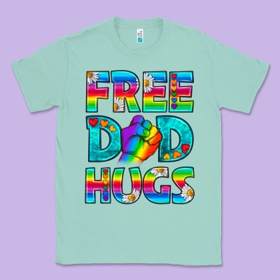 Pride Lgbtq Free Dad Hugs Classic Tee Designed By Bundleandbundleshop