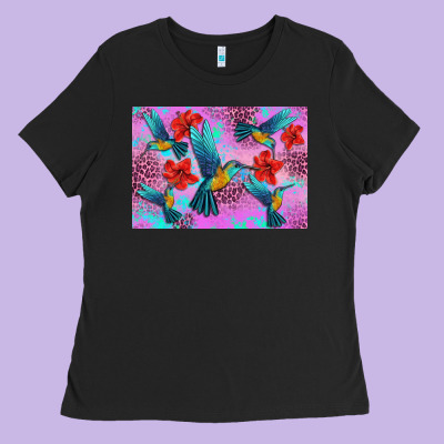 Flower Hummingbird Ladies Tee Designed By Artiststas