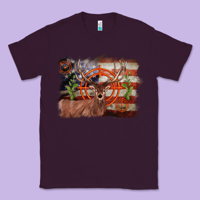 Deer Hunting Target American Flag  Background Classic Tee Designed By Barkaloodesign