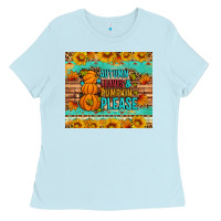 Baby Blue Autumn leaves and pumpkin please Ladies Tee - Artiststas