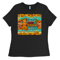 Black Autumn leaves and pumpkin please Ladies Tee - Artiststas