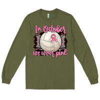 Army Green in october we wear pink volleyball Long Sleeve Tee - BarkalooDesign