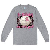 Heather Grey in october we wear pink volleyball Long Sleeve Tee - BarkalooDesign