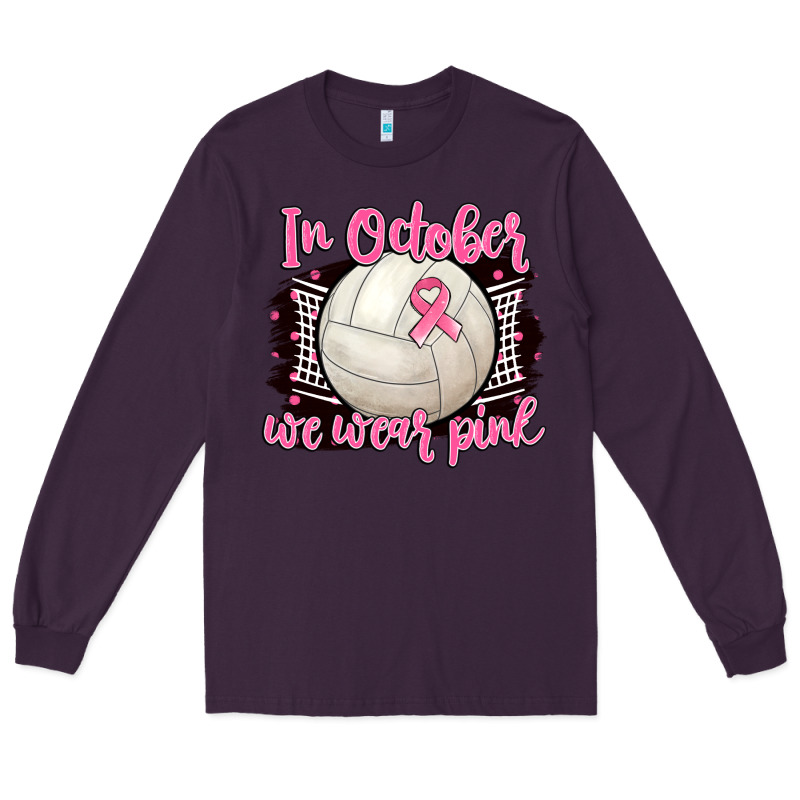 In October We Wear Pink Volleyball Long Sleeve Tee by BarkalooDesign | Teevron