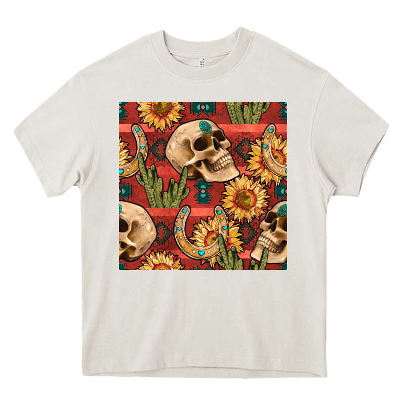 Western Skull Aztec Seamless Pattern Heavy Core Tee by BundleAndBundleShop | Teevron
