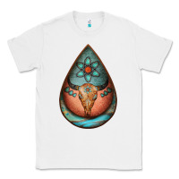 White teardrop tooled leather bullskull earrings Classic Tee - Jasminsmagicworld