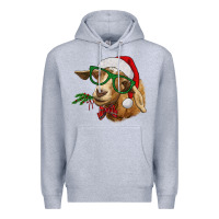 Heather Grey christmas goat Premium Hoodie - RanaPortraitStore