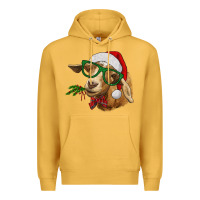 Mustard christmas goat Premium Hoodie - RanaPortraitStore