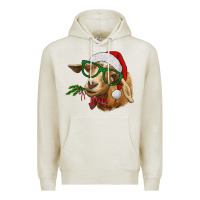 Oatmeal Heather christmas goat Premium Hoodie - RanaPortraitStore