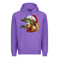 Purple christmas goat Premium Hoodie - RanaPortraitStore