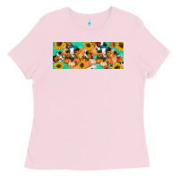Bubblegum Pink Cow fall pumpkin Ladies Tee - Artiststas