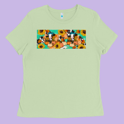 Cow Fall Pumpkin Ladies Tee Designed By Artiststas