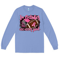 Colony Blue in october we wear pink with football Long Sleeve Tee - BarkalooDesign