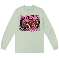Matcha in october we wear pink with football Long Sleeve Tee - BarkalooDesign