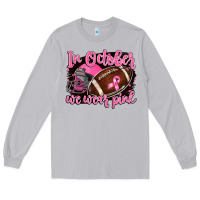 Moon Dust in october we wear pink with football Long Sleeve Tee - BarkalooDesign