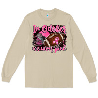Mushroom in october we wear pink with football Long Sleeve Tee - BarkalooDesign