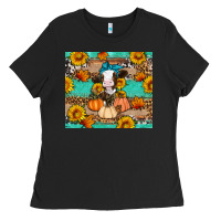 Black Cow fall pumpkin Ladies Tee - Artiststas