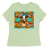 Cow Fall Pumpkin Ladies Tee | Teevron
