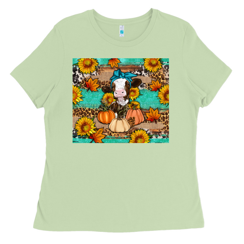 Cow Fall Pumpkin Ladies Tee by Artiststas | Teevron