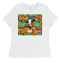 White Cow fall pumpkin Ladies Tee - Artiststas
