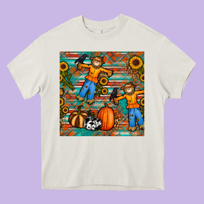 Fall Scarecrow Seamless Pattern Heavy Core Tee Designed By Bundleandbundleshop