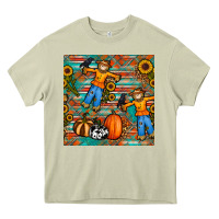 Mossy fall scarecrow seamless pattern Heavy Core Tee - BundleAndBundleShop