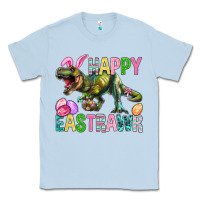 Dusty Blue Happy Eastrawr Easter Classic Tee - BundleAndBundleShop