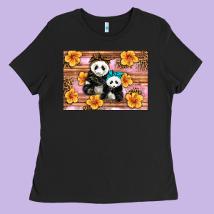 Mama Panda And Baby Panda Ladies Tee Designed By Artiststas