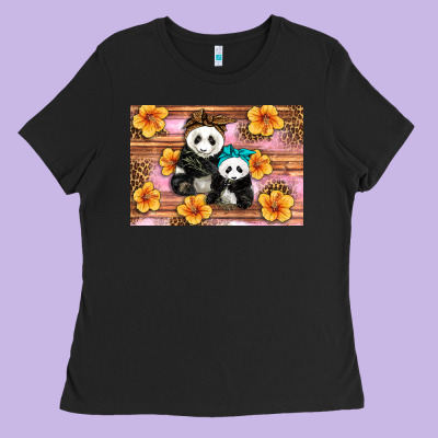 Mama Panda And Baby Panda Ladies Tee Designed By Artiststas