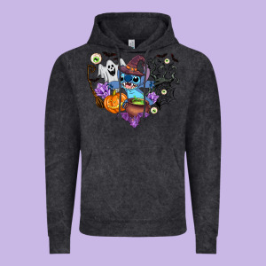 Stitch Heart Halloween Vintage Hoodie Designed By Adodesignshop
