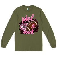 Army Green pink out football Long Sleeve Tee - BarkalooDesign