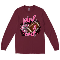 Burgundy pink out football Long Sleeve Tee - BarkalooDesign