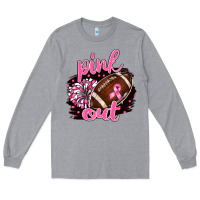 Heather Grey pink out football Long Sleeve Tee - BarkalooDesign