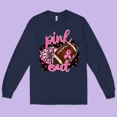 Pink Out Football Long Sleeve Tee Designed By Barkaloodesign