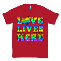 Red Western Love Lives Here Classic Tee - BundleAndBundleShop